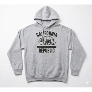 California Republic Bear Graphic Hoodie Large Gray Heather Bowery Supply Co